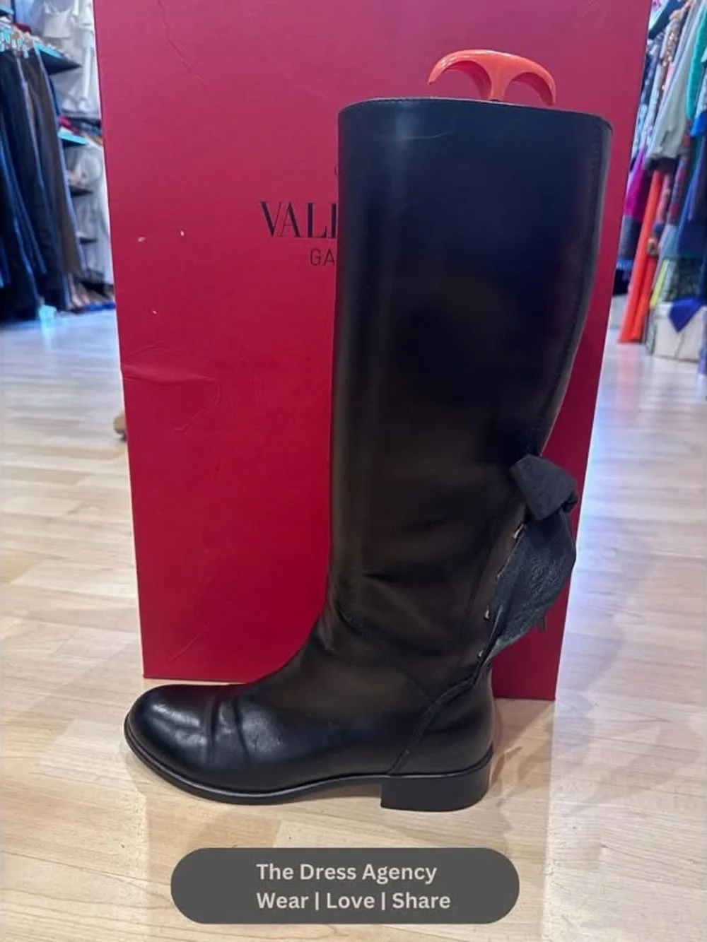 Valentino Garavani Ascot Leather Over-the-Knee Riding Boots with Back Bow Detail
